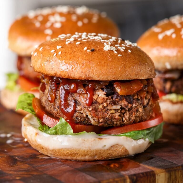 Grillable Veggie Burger – Black Bean Sunflower Seed Burger