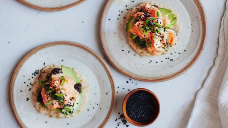 Umami Rice Stacks with Vegan Caviar
