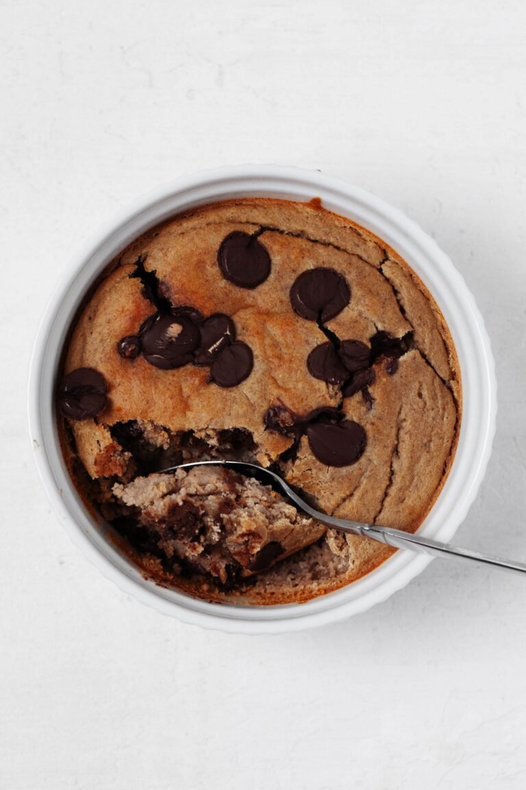 Vegan Blended Baked Oats with Dark Chocolate Chips