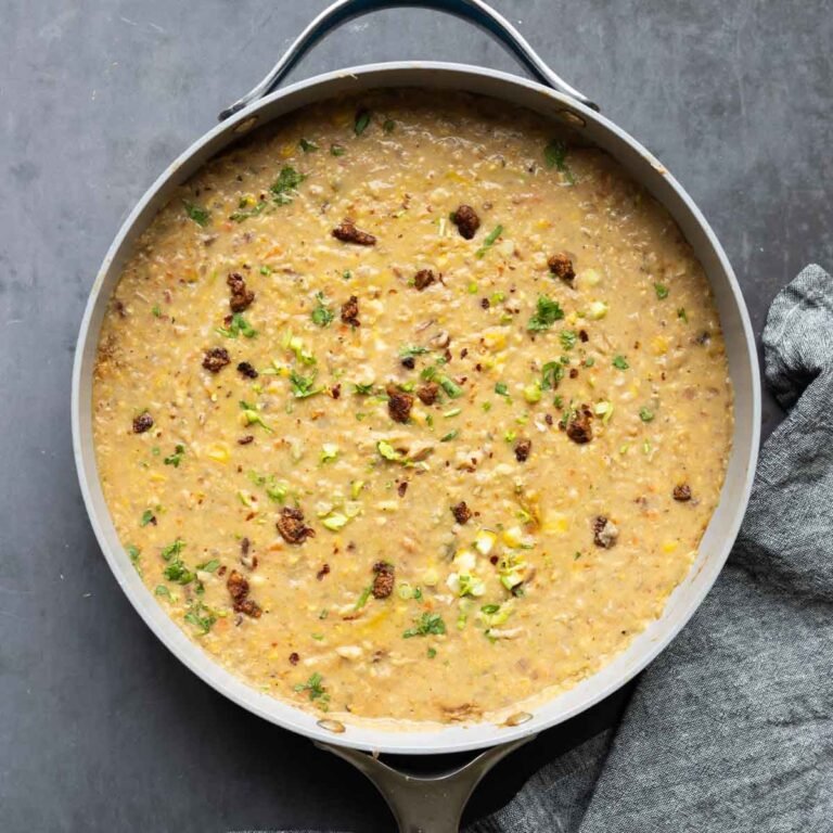 Creamy Corn Chowder with Smoky Tofu Bacony Bits